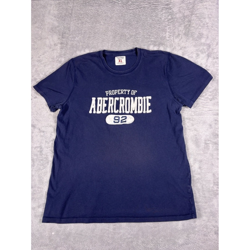 Y2K Abercrombie And Fitch T-Shirt Mens XL Blue Crew Neck Short 2009 Reproduction